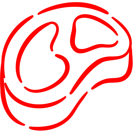 Illustration de steak stylisé chez-basta à muret, logo boucherie graphique fond transparent